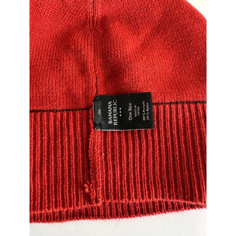 Banana Republic Reversible Beanie Hat Brown‎ Red Ribbed Knit One Size